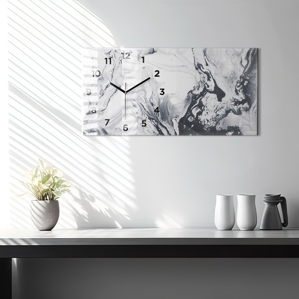 Glass wall clock rectangular Abstract Ink Marble