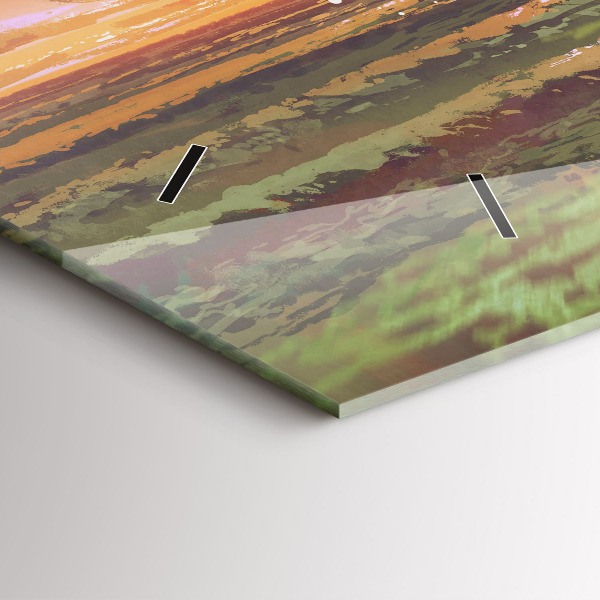 Glass wall clock rectangular Concert on the beach