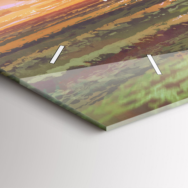 Glass wall clock rectangular Concert on the beach