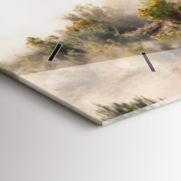 Glass wall clock rectangular A herd of rushing horses