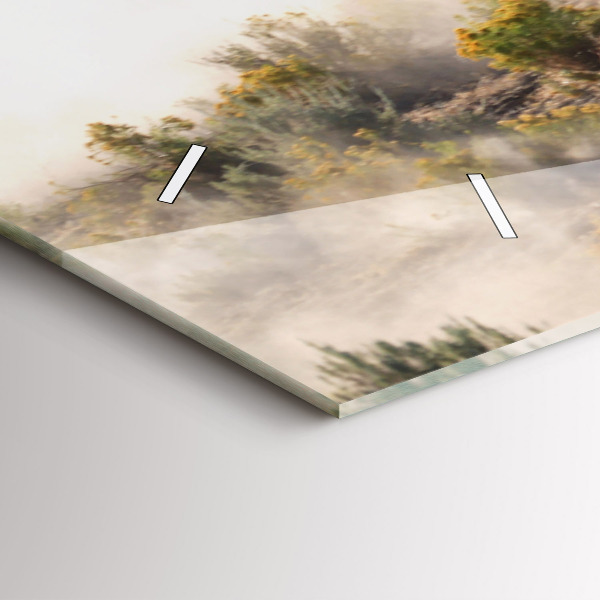 Glass wall clock rectangular A herd of rushing horses