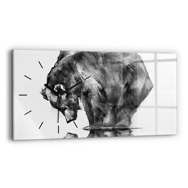 Glass wall clock rectangular Cartoon bear