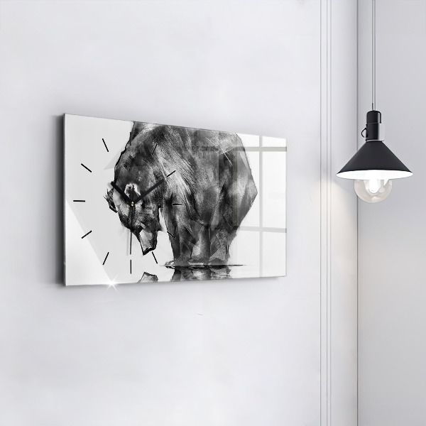 Glass wall clock rectangular Cartoon bear