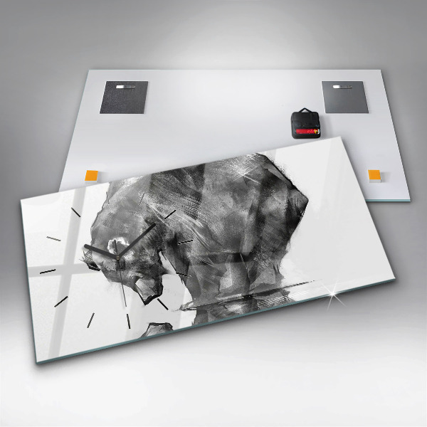 Glass wall clock rectangular Cartoon bear