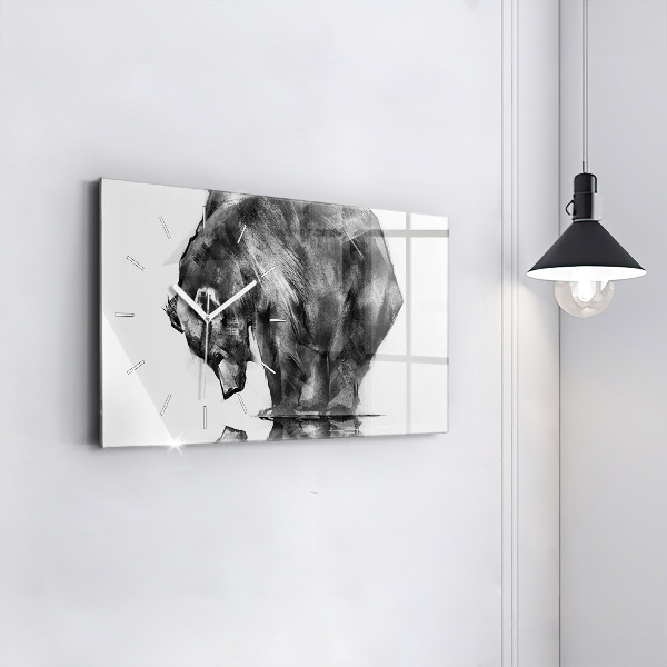 Glass wall clock rectangular Cartoon bear