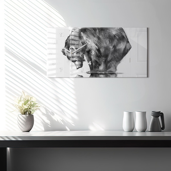 Glass wall clock rectangular Cartoon bear
