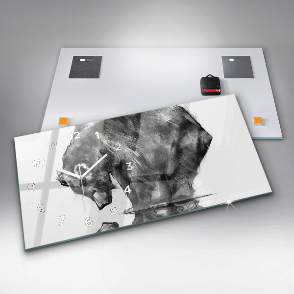 Glass wall clock rectangular Cartoon bear