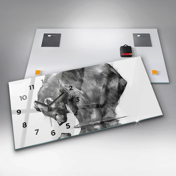 Glass wall clock rectangular Cartoon bear