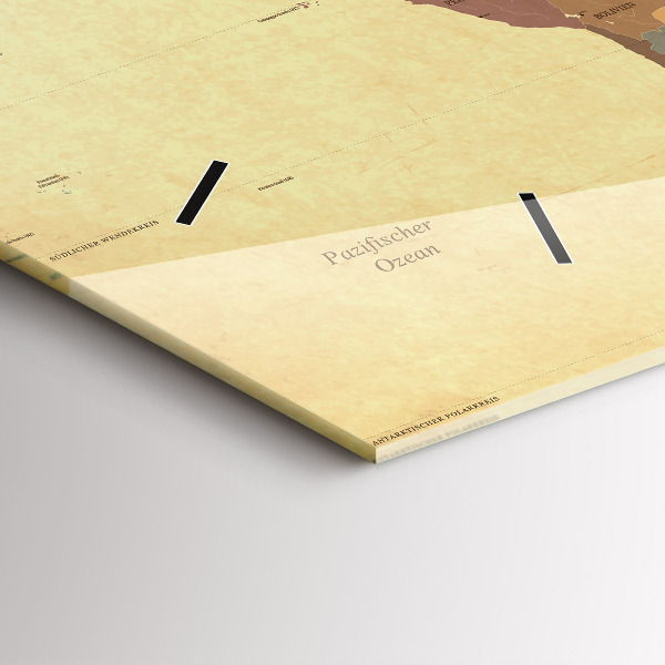 Glass wall clock rectangular Vintage World Map