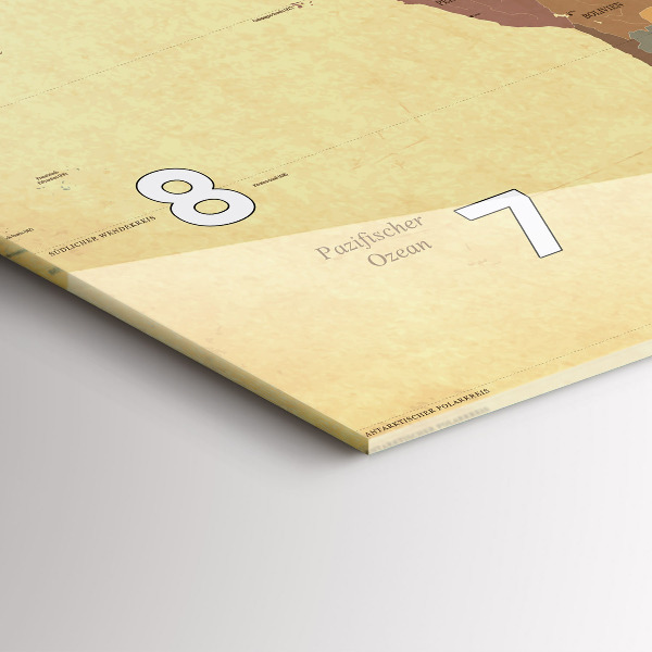 Glass wall clock rectangular Vintage World Map