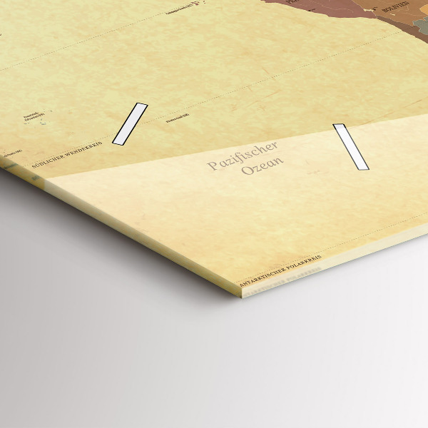 Glass wall clock rectangular Vintage World Map