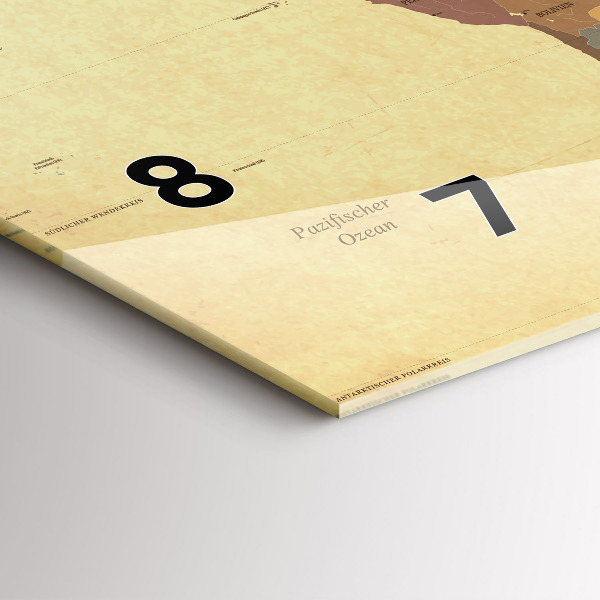 Glass wall clock rectangular Vintage World Map