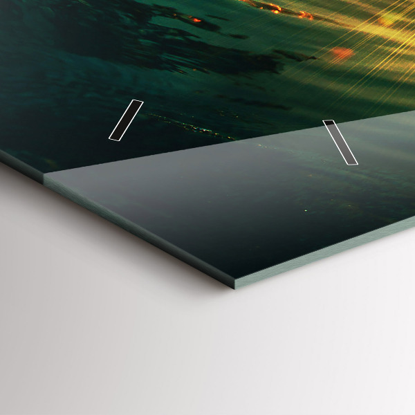 Glass wall clock rectangular Waves Sunset Perspective