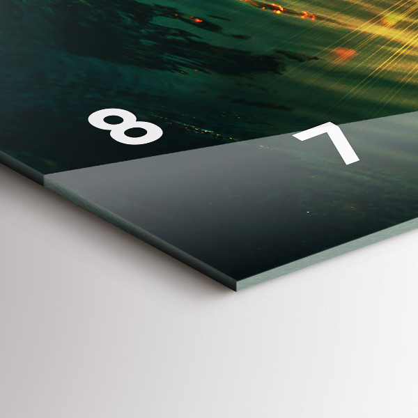 Glass wall clock rectangular Waves Sunset Perspective