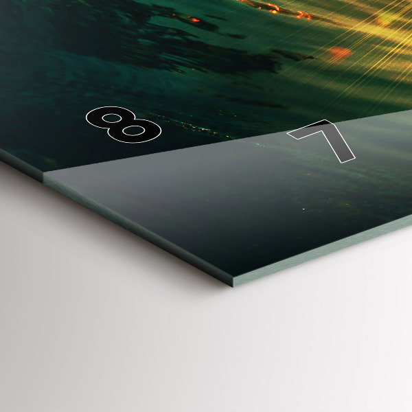 Glass wall clock rectangular Waves Sunset Perspective