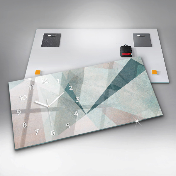 Glass wall clock rectangular Triangles Abstract Texture