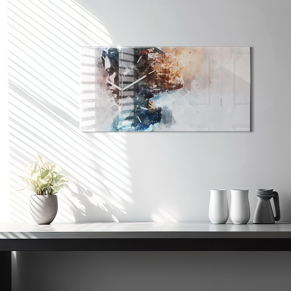 Glass wall clock rectangular The Past In The Back Of The Head