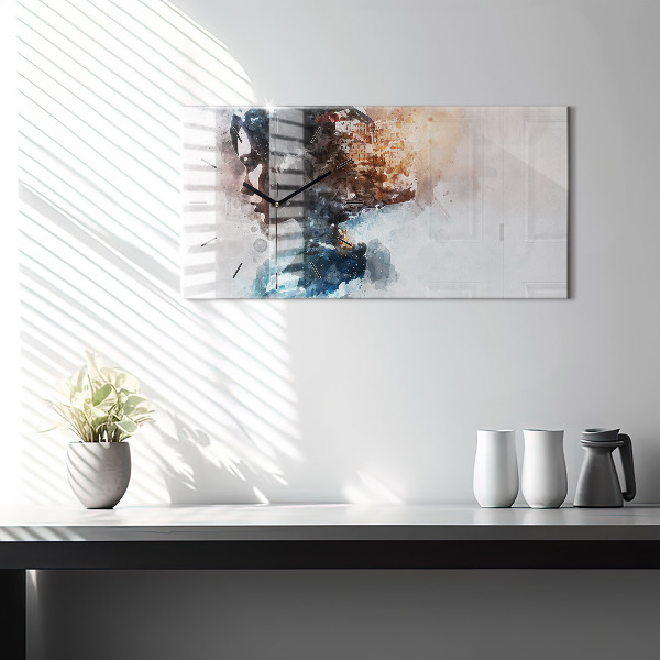 Glass wall clock rectangular The Past In The Back Of The Head