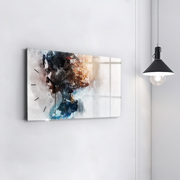 Glass wall clock rectangular The Past In The Back Of The Head