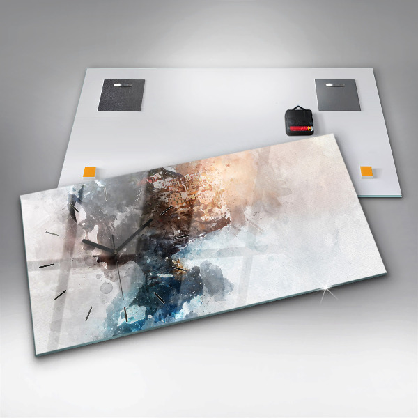 Glass wall clock rectangular The Past In The Back Of The Head