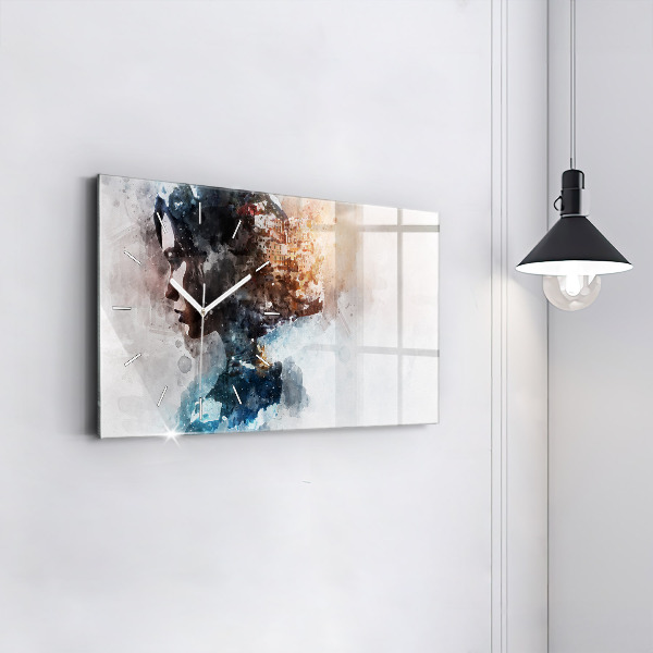 Glass wall clock rectangular The Past In The Back Of The Head