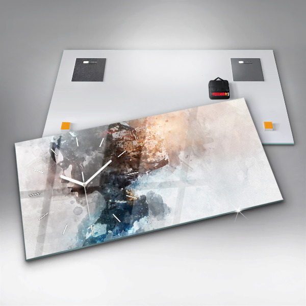 Glass wall clock rectangular The Past In The Back Of The Head