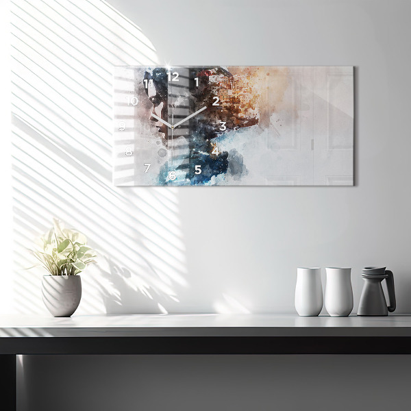 Glass wall clock rectangular The Past In The Back Of The Head