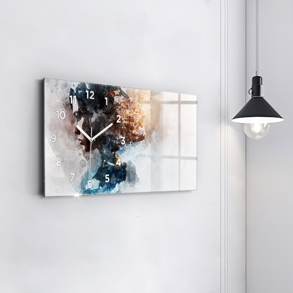 Glass wall clock rectangular The Past In The Back Of The Head