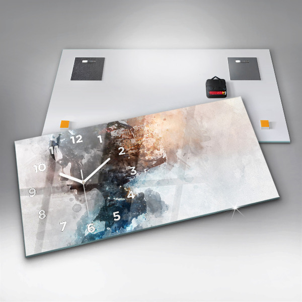 Glass wall clock rectangular The Past In The Back Of The Head