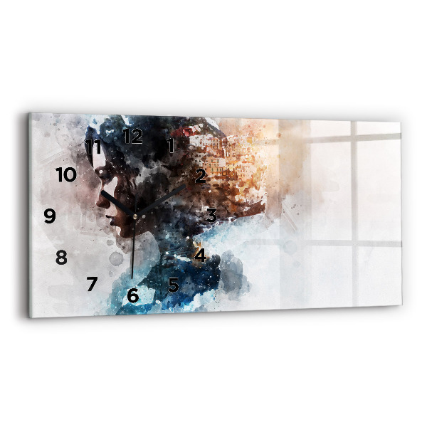 Glass wall clock rectangular The Past In The Back Of The Head