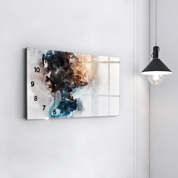 Glass wall clock rectangular The Past In The Back Of The Head