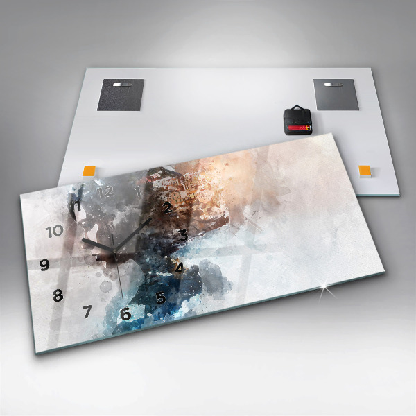 Glass wall clock rectangular The Past In The Back Of The Head