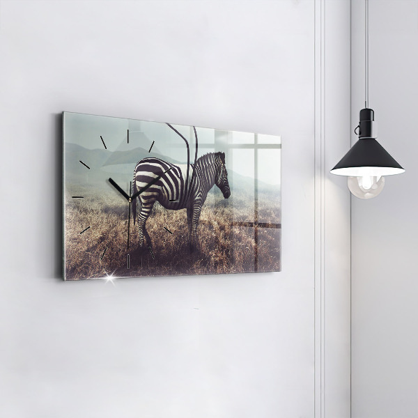 Glass wall clock rectangular Zebra – Abstraction