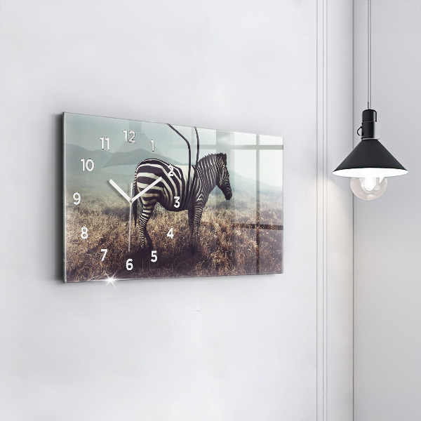 Glass wall clock rectangular Zebra – Abstraction