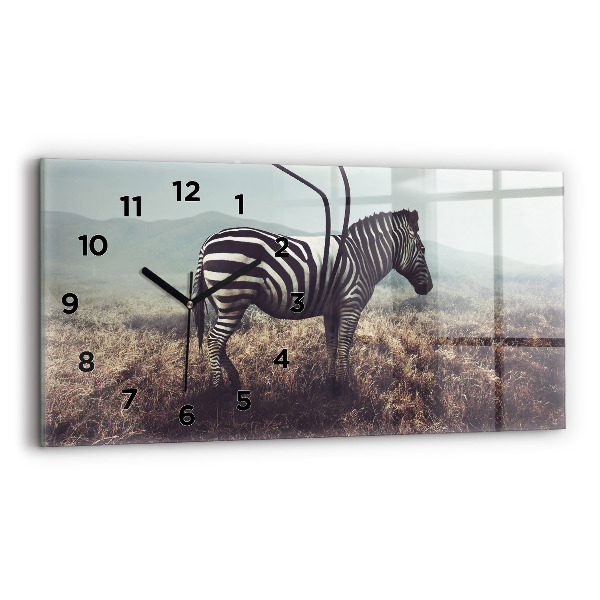 Glass wall clock rectangular Zebra – Abstraction