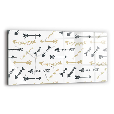 Glass wall clock rectangular Geometric hipster pattern