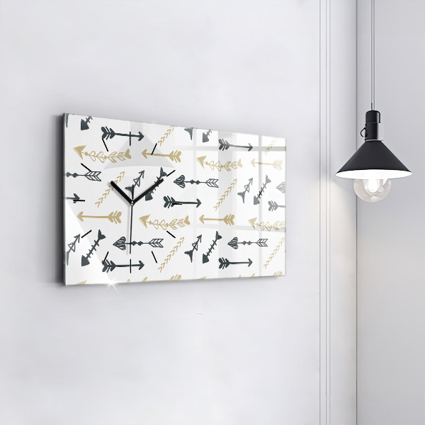 Glass wall clock rectangular Geometric hipster pattern