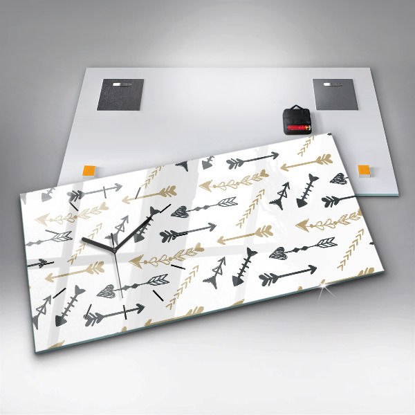 Glass wall clock rectangular Geometric hipster pattern