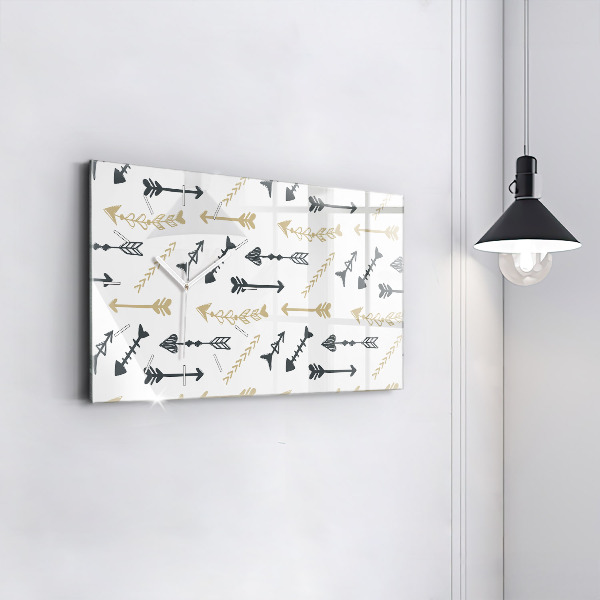 Glass wall clock rectangular Geometric hipster pattern
