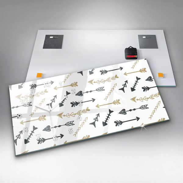 Glass wall clock rectangular Geometric hipster pattern