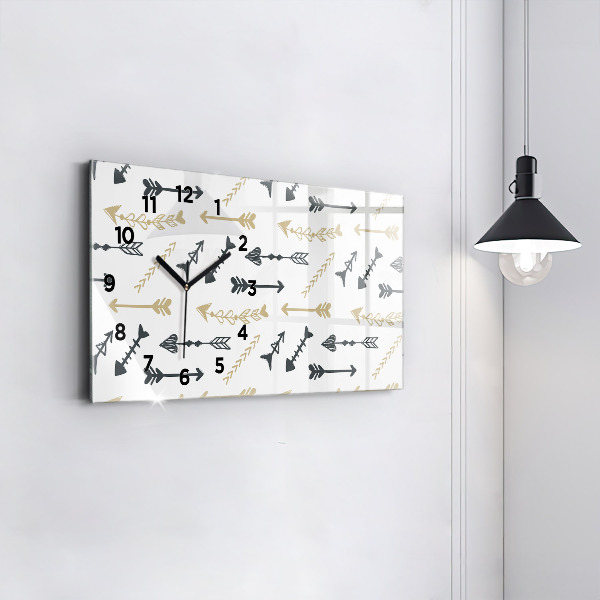 Glass wall clock rectangular Geometric hipster pattern