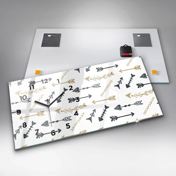 Glass wall clock rectangular Geometric hipster pattern