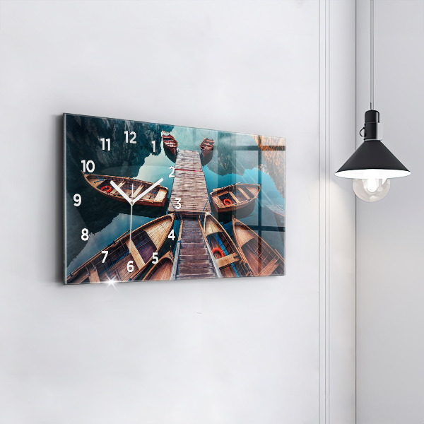 Glass wall clock rectangular Pier and Lake