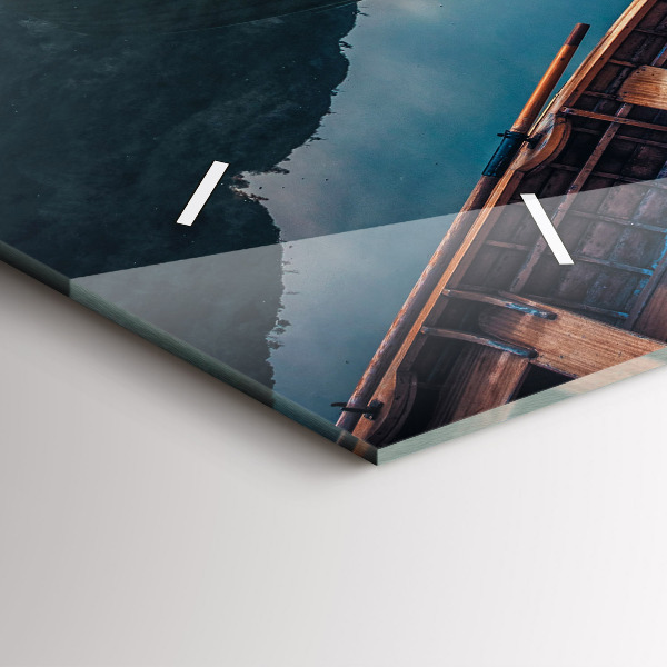 Glass wall clock rectangular Pier and Lake