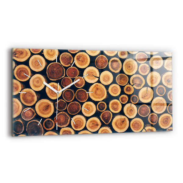 Glass wall clock rectangular Wood