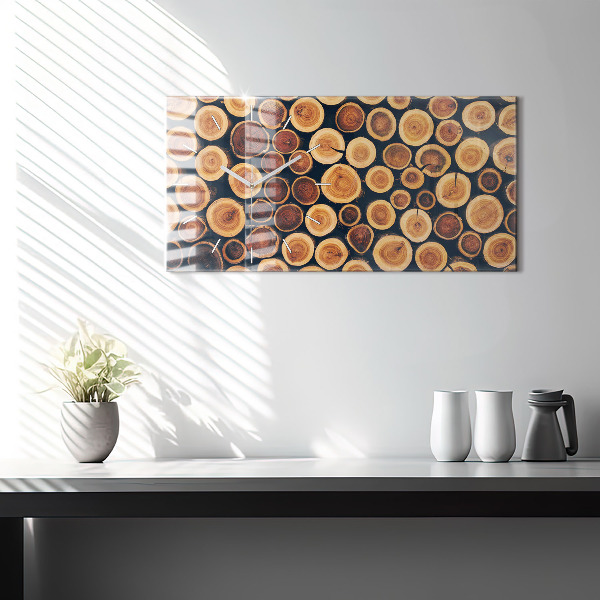 Glass wall clock rectangular Wood