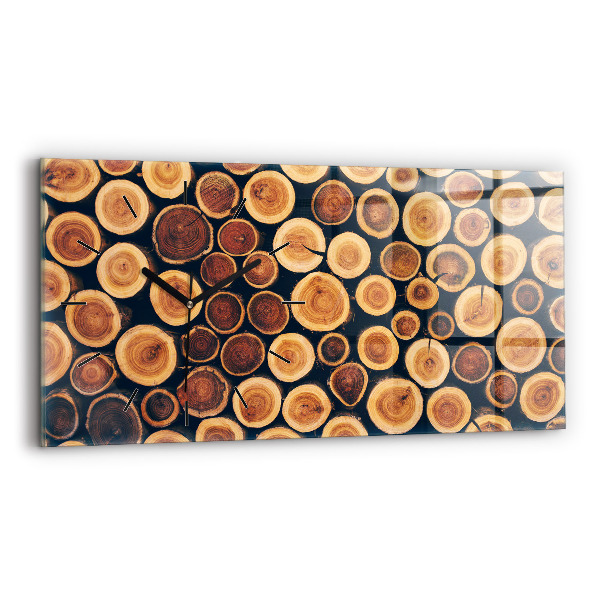 Glass wall clock rectangular Wood
