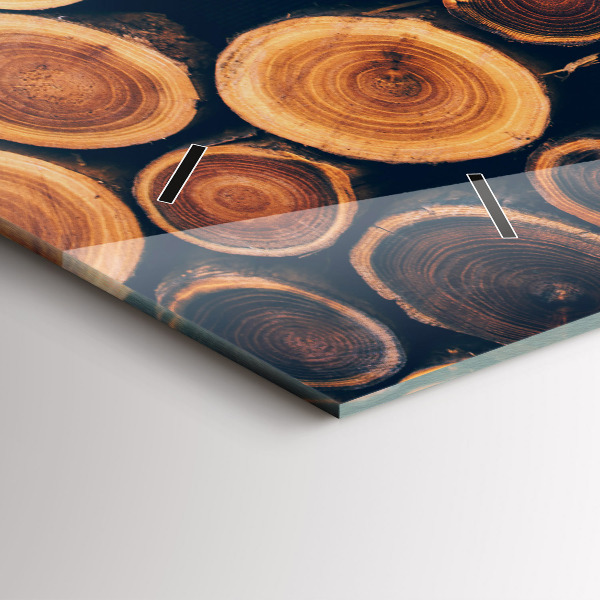 Glass wall clock rectangular Wood