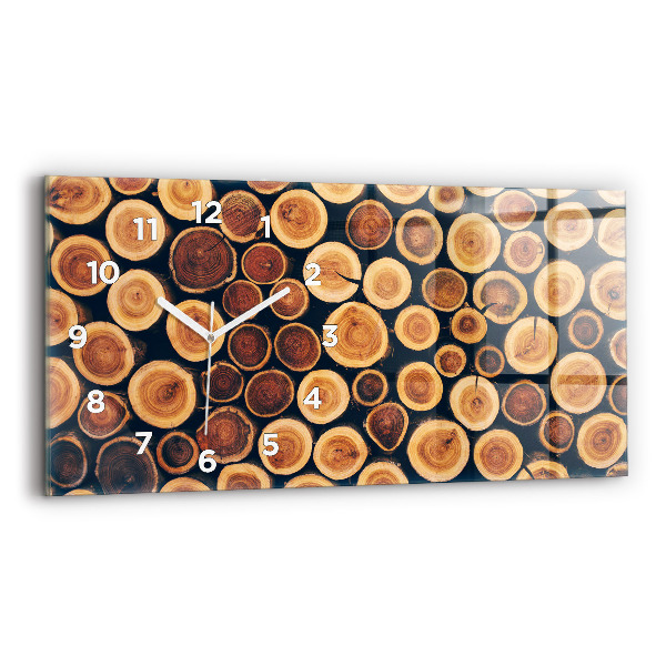 Glass wall clock rectangular Wood