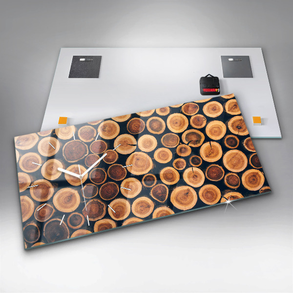Glass wall clock rectangular Wood